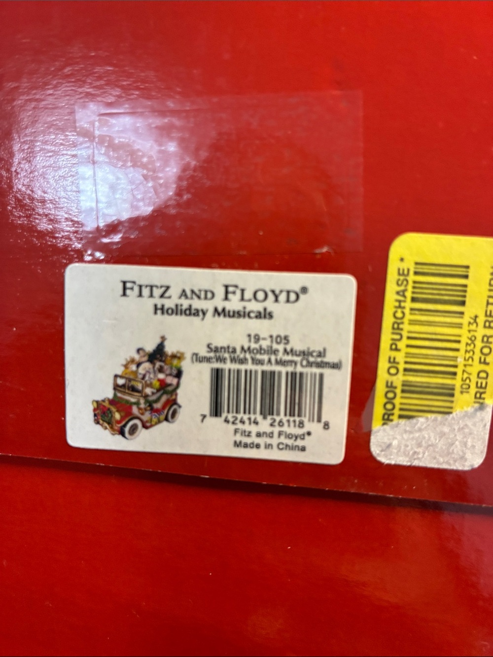 Fitz & Floyd Musical - Festive Red Santa Sleigh Car Holiday Figurine - Picture 9 of 9